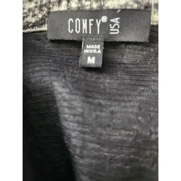 Comfy USA sweater jacket/shacket Sz M Pockets career office classic black gray - Picture 6 of 9